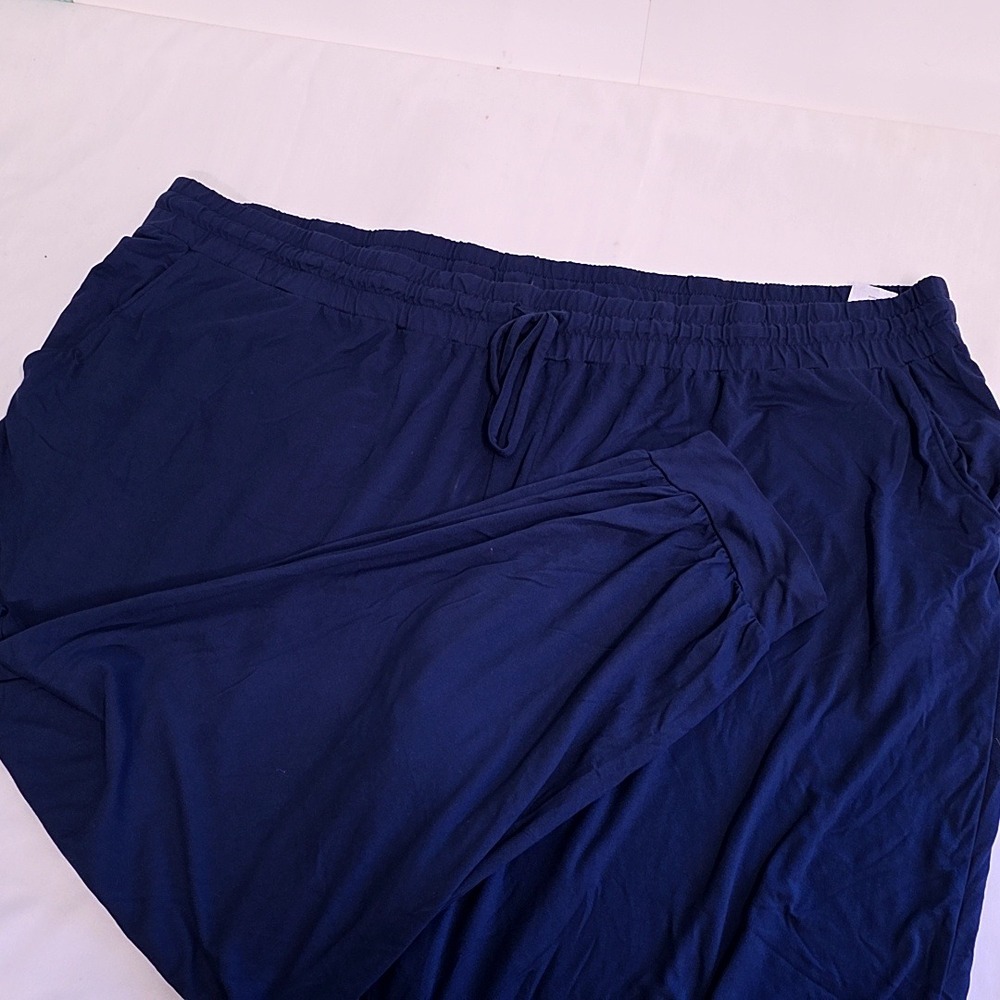 AnyBody Joggers Women 4X Navy Blue Elastic Waist Drawstring Lounge Pants